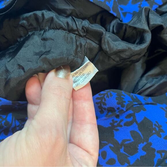 Anthropologie Muse Blue Geometric Silk Layered Bohemian Dress Size 4 - Picture 5 of 5